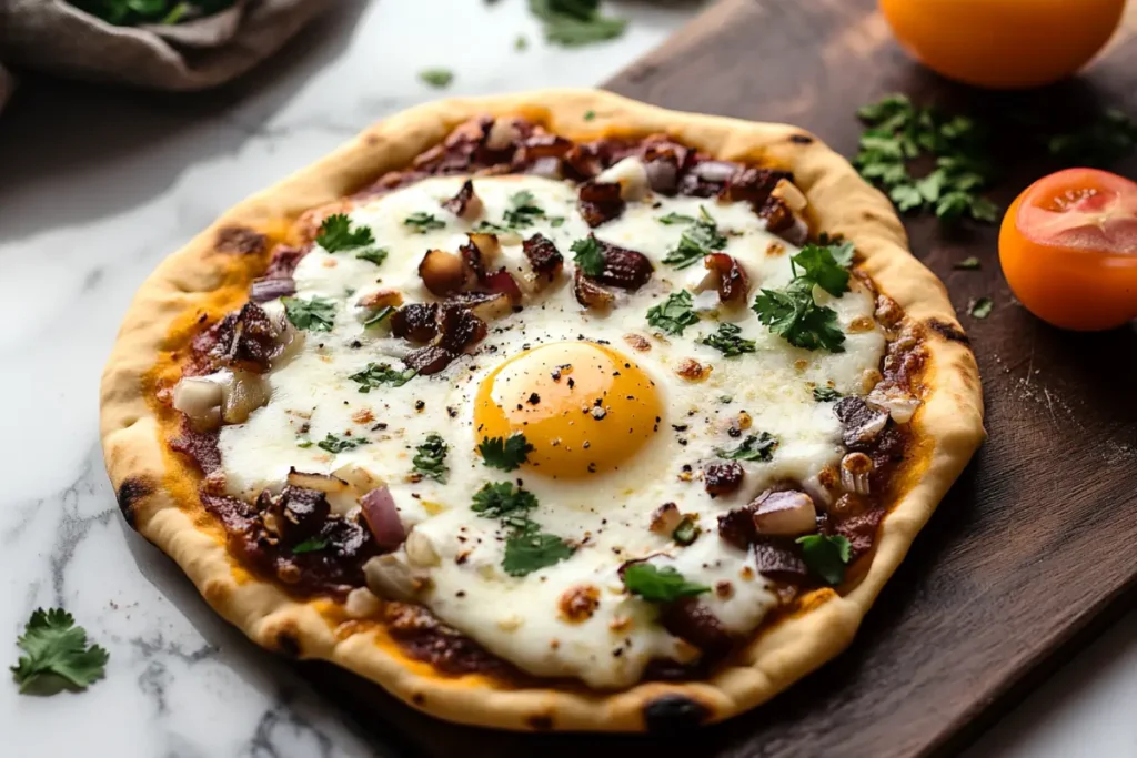 Naan breakfast pizza