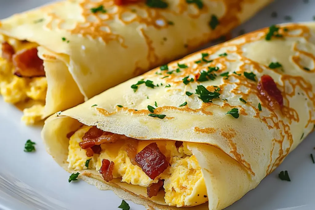 bacon egg and cheese crepes